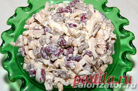 Салат с кальмарами и фасолью