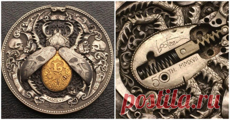 Русский мастер гравировки создал уникальную монету "Золотой жук" (8 фото)