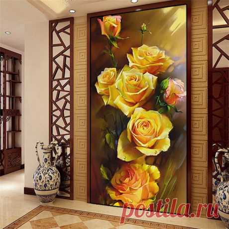 Pshiny 5d diy алмаз вышивка желтая роза фотографии полный комплект мозаики круглый горный хрусталь цветы алмаз живопись крест стич купить на AliExpress