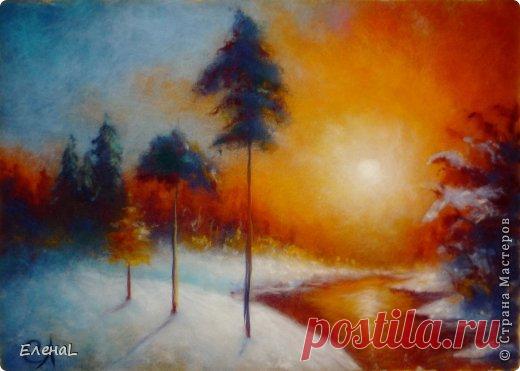 Картина из шерсти. Зимний вечер | Страна Мастеров