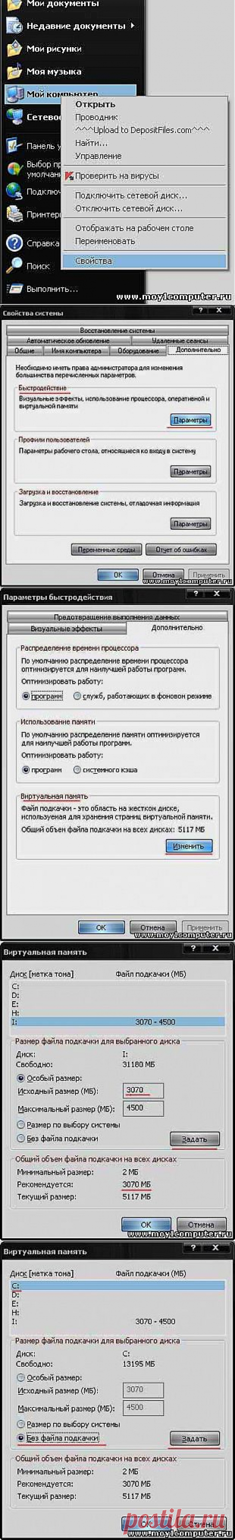 Файл подкачки или виртуальная память. - Полезные заметки - MoyComputer