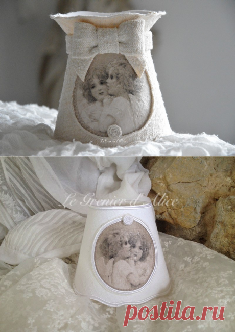 Abat jour romantique et shabby chic chérubin ange - Boutique www.grenierdalice.com