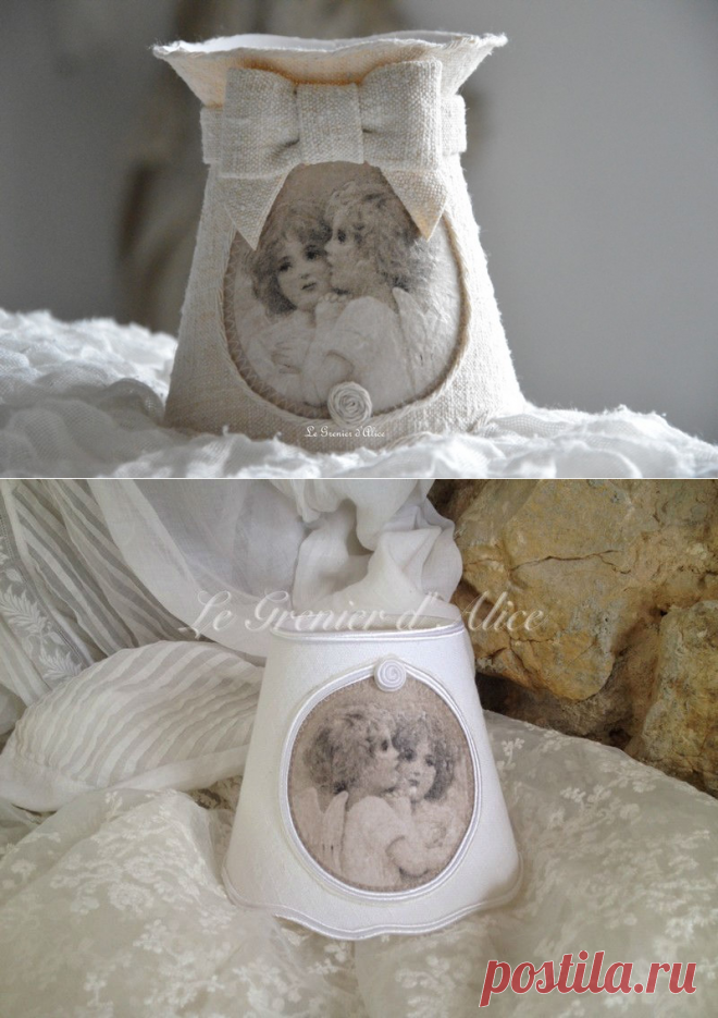 Abat jour romantique et shabby chic chérubin ange - Boutique www.grenierdalice.com