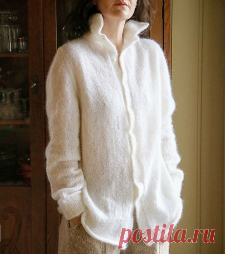 Кардиган спицами рубашечного кроя - Уют и стиль в одном флаконе | Вязание крючком | Дзен