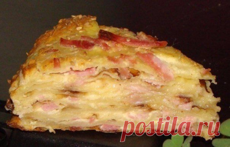 Сырный пирог с ветчиной