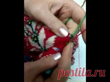 Вязание жаккарда - снежинки и прочего рисунка, ряд из двух ниток