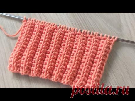 Рельефный двухсторонний узор для шарфа, шапки и т.д. Вязание спицами