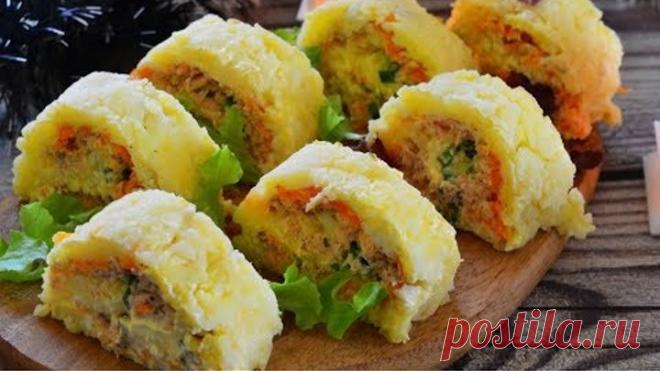 ТАК МИМОЗУ ВЫ ЕЩЕ НЕ ГОТОВИЛИ! | Новогодний рецепт салата МИМОЗА в Рулете | Оригинальная подача!