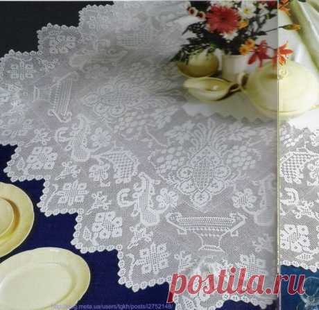 Блог &quot;tgkh&quot;. Небольшая прямоугольная скатерть вязаная крючком ПОМПЕЗНАЯ (филейное вязание, фестончатый край), Блог пользователя tgkh