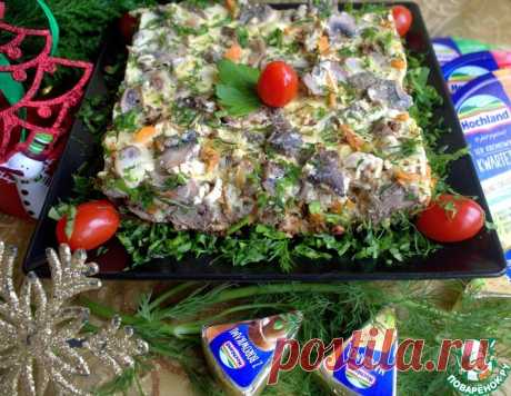 Печёнка с грибами в заливке – кулинарный рецепт