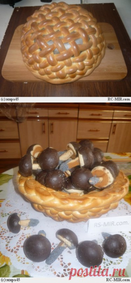 Очень интересная корзинка из теста (можно использовать для крашенок на пасху)