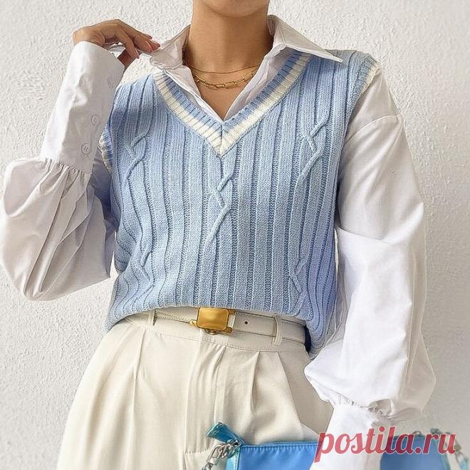 Стильные и простые безрукавки, которые повторит даже начинающая рукодельница — 10 моделей | Вяжем вместе! | Дзен