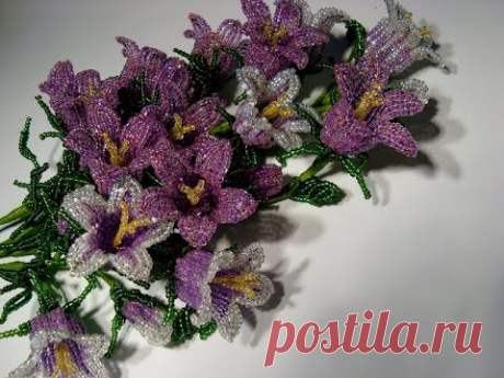 Колокольчики полевые из бисера. Часть 1/5. // Field flowers of a bell from beads.