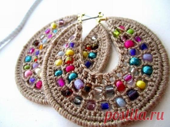 Ажурные серьги вязанные крючком - идеи и схемы