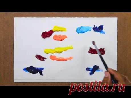 How to Paint a Sunset Field with a Palette Knife | Easy Acrylic Art