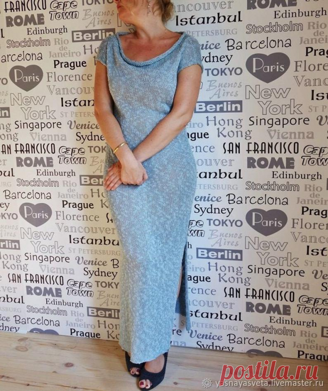 Very Stylish Long Knitted Women Dress color Steel Blue | Etsy