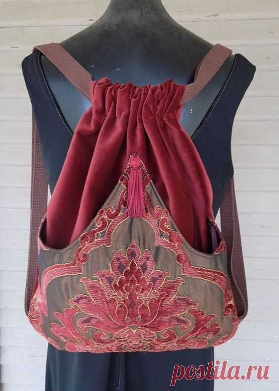 (291) Rich Chenille Tapestry Backpack Dark Rust And Burgundy Iridescent Brown Boho Backpack Backpacks Sling Bags School Bags Book Bags