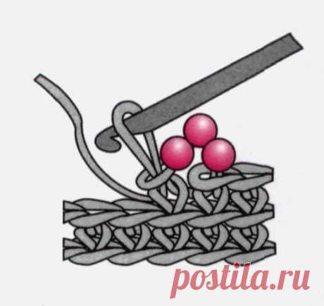 Вязание с бусинами без предварительного нанизывания бусин на нить.