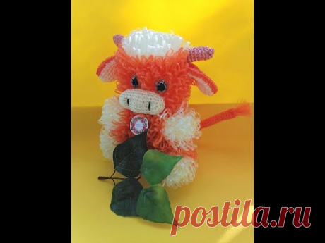 Мочалка-игрушка.   Бычок часть 1.Waschlappen Stier.