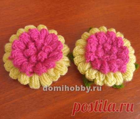 Мотив крючком из объёмных пышных столбиков