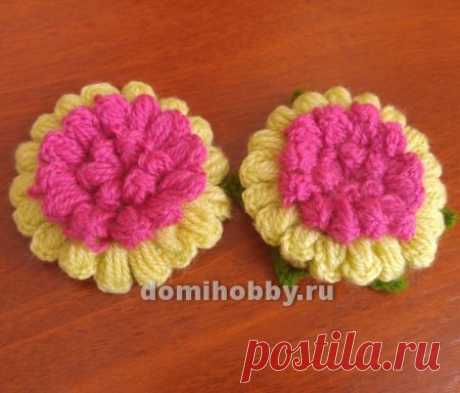 Мотив крючком из объёмных пышных столбиков