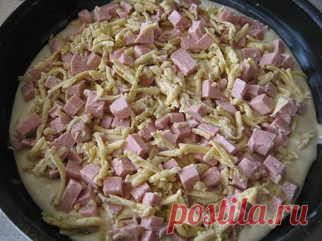Персональный сайт - Заливной пирог с сыром и колбасой