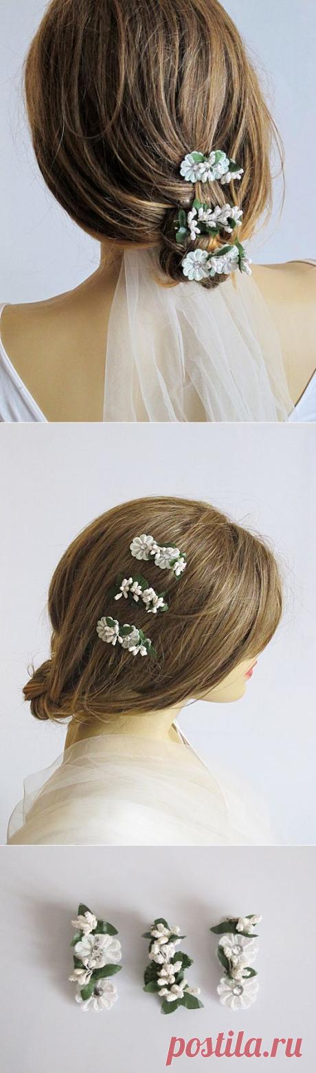 Wedding Flower Hair pins wedding hair accessories hair by selenayy
