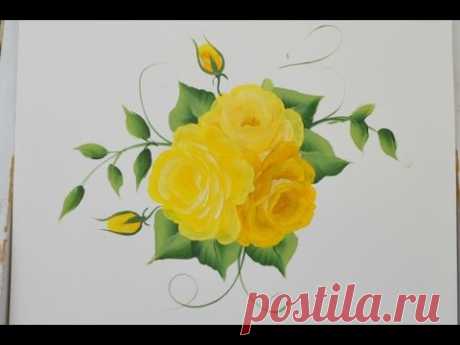Paint Yellow Roses one stroke at a Time