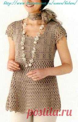 Вязание -спицы+крючок >Бежевая туника из Let's Knit Series NV 80189!