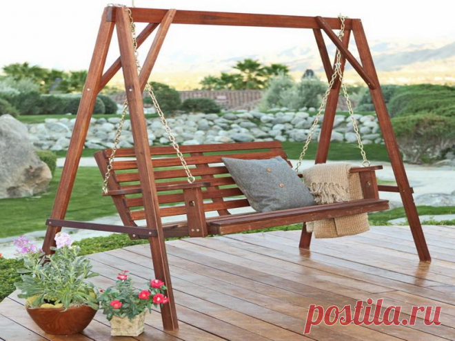 beautiful wooden swing porch design | Quecasita