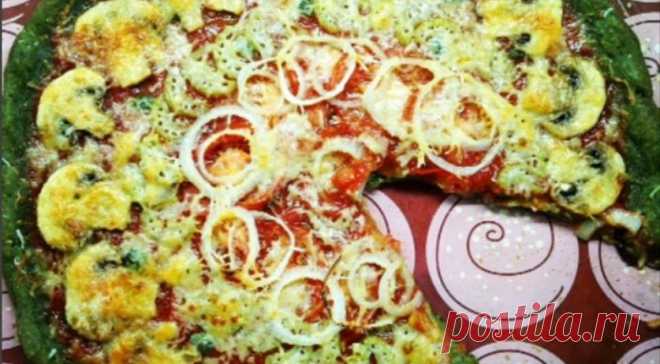 Зеленая пицца для людей следящих за здоровым образом жизни | Вкусные рецепты