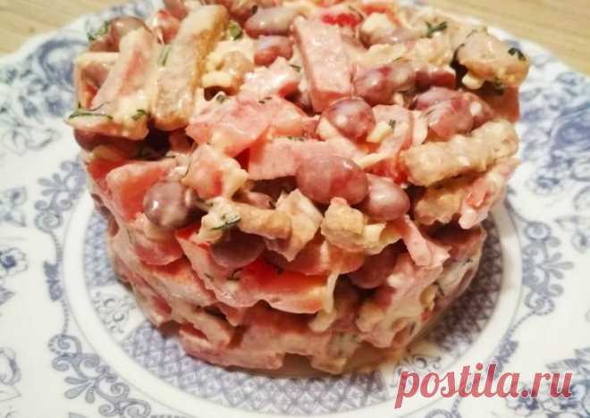 (3) Салат с фасолью, помидором, сыром и сухариками - пошаговый рецепт с фото. Автор рецепта 🌸 Таша 🌸 . - Cookpad