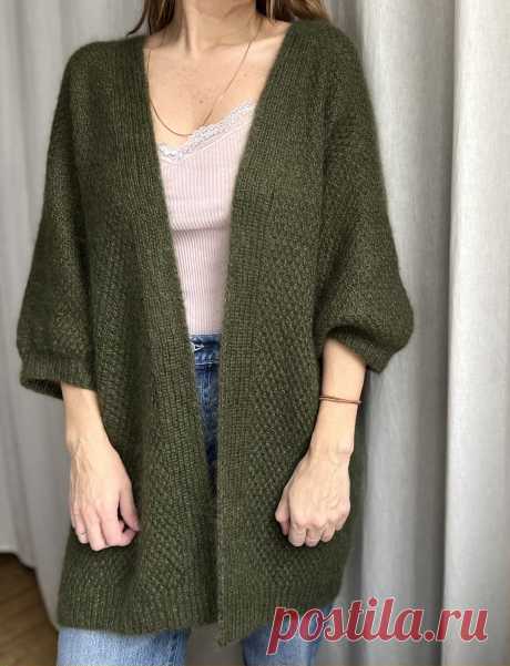 Кардиган из мохера Fungus.
Размеры: XS (S, M, L, XL, XXL, XXXL). Размеры готового изделия по груди: 121 (126, 132, 139, 144, 151, 156)см.