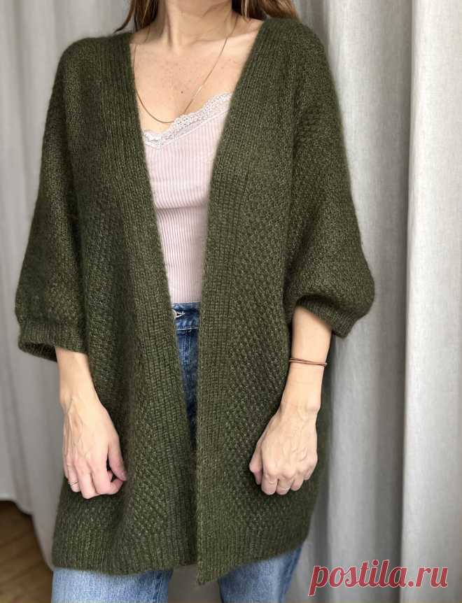 Кардиган из мохера Fungus.
Размеры: XS (S, M, L, XL, XXL, XXXL). Размеры готового изделия по груди: 121 (126, 132, 139, 144, 151, 156)см.