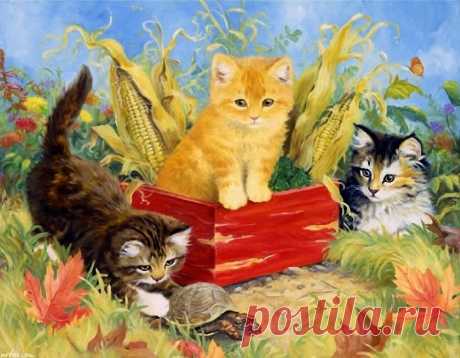 Котоживопись. Художница Linda Picken