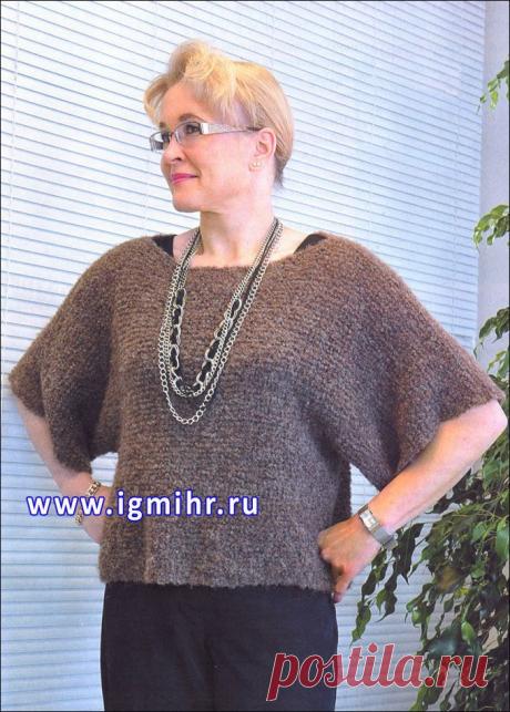 Просто, быстро и удобно! Коричневый пуловер. Спицы