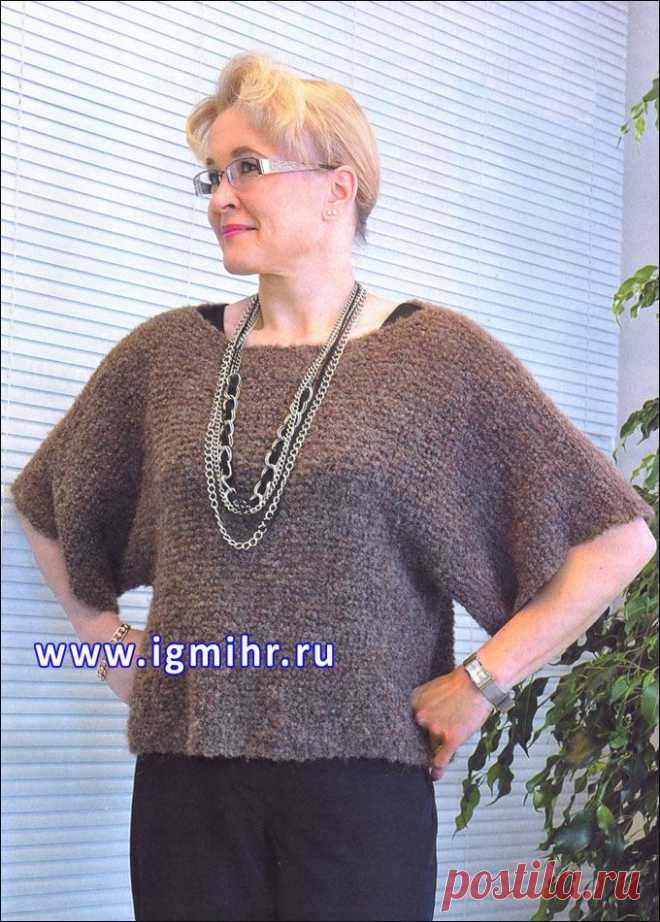 Просто, быстро и удобно! Коричневый пуловер. Спицы
