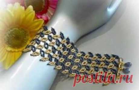 Ажурный браслет. 
Схема плетения.