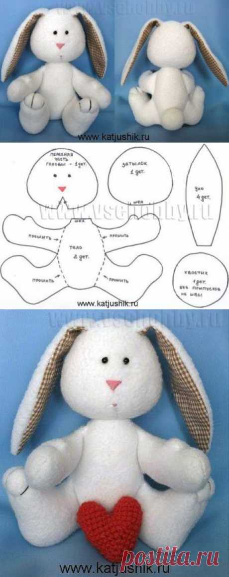 Шьем зайца из флиса