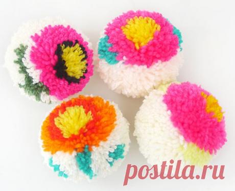 Веселые цветочные помпоны. Много идей с мастер-классами.