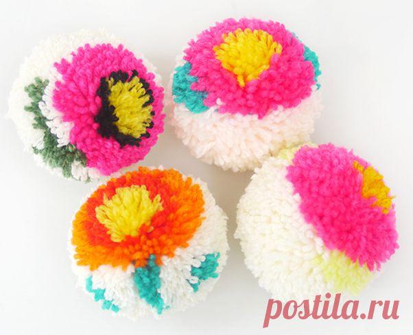 Веселые цветочные помпоны. Много идей с мастер-классами.