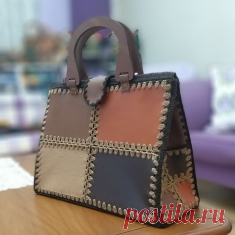 Кожаный лоскуток + вязальный крючок = сумка своими руками! Идеи и примеры для вдохновения! Выкройки и шаблоны для воплощения! | Юлия Жданова | Яндекс Дзен