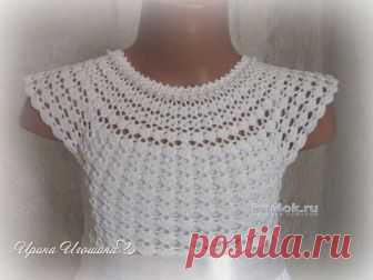 Платье Снежинка. Работа Ирины Игошиной (Вязание крючком) Платье Снежинка. Работа Ирины Игошиной Платье “Снежинка”. Связано по мотивам платья от Таши Подаковой. В работе использована пряжа СОСО (100% хлопок, 50 гр./ 240 м), расход – примерно 3 моточка, кр…