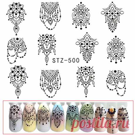 nail stickers black Picture - More Detailed Picture about 1 Простыни Горячая ногтей Стикеры черный Цепочки и ожерелья ювелирный салон воды передача штамповки Дизайн ногтей советы ногтей Декор Маникюр Наклейка CHSTZ500 Picture in Стикеры и деколи from STZ Nail Art | Aliexpress.com | Alibaba Group