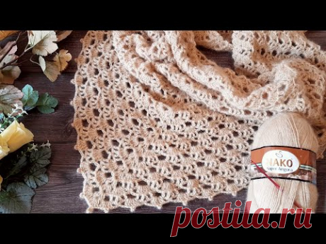 Бактус (шаль) "Караван" крючком. Легкая модель, для начинающих👌