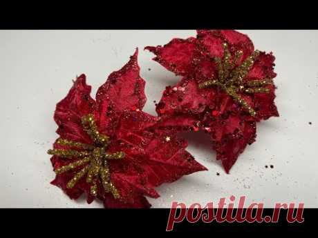 Пуансетия своими руками . Handmade Christmas ornaments.