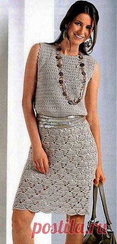 Вязаное платье с веерным узором. Описание и схемы. |