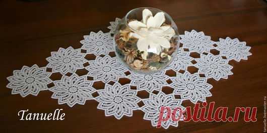 Купить Салфетка кружевная  "Цветочный ажур" - белый, кружевная салфетка, салфетка кружевная, ажурная салфетка