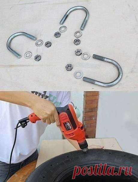 Качели из шины