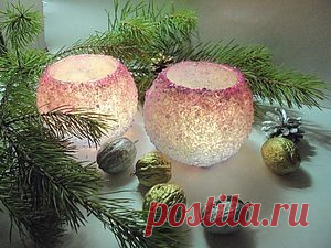 Подсвечник с использованием морской соли.